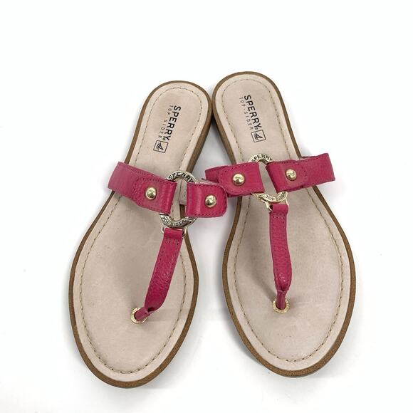 Sperry Top Siders Carolina Leather Slip On Thong Sandals Size 8 Womens Dark Pink - Picture 2 of 8